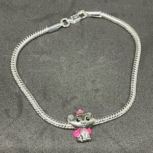 Aristocats “Marie” 925 Silver Charm on a 7.48” (19 cm) 925 Bracelet Brand New